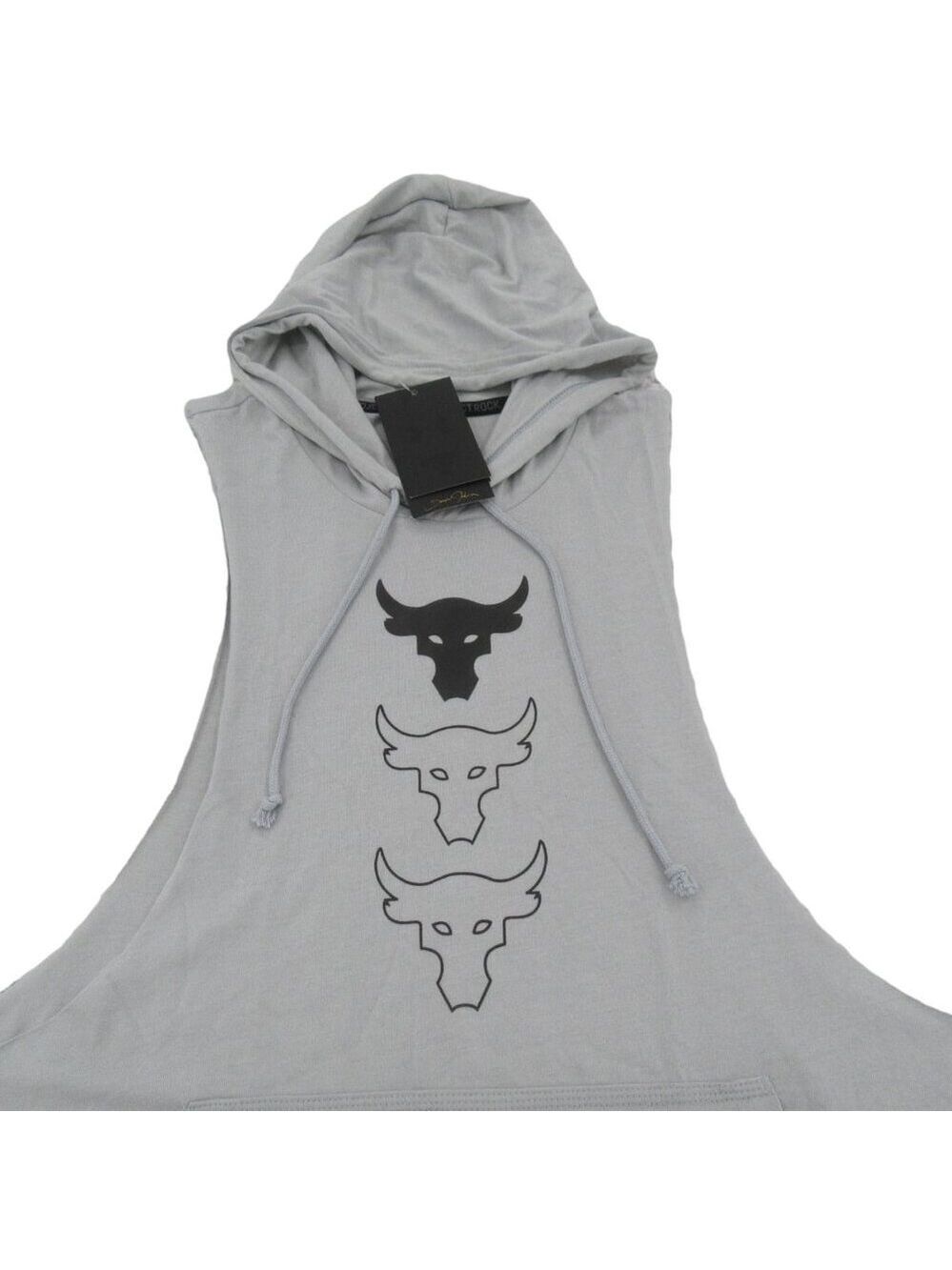 Under Armour UA Project Rock Training Tank Hoodie Mens Size Medium Grey NEW